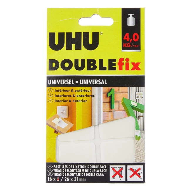UHU Doublefix Universel - Pastilles adhésives ultra forte résistance 4 kg blanches