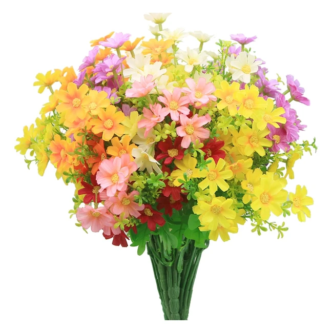 Ensemble de 6 fleurs artificielles extérieures marguerite en soie résistantes aux UV pour décoration florale maison et jardin