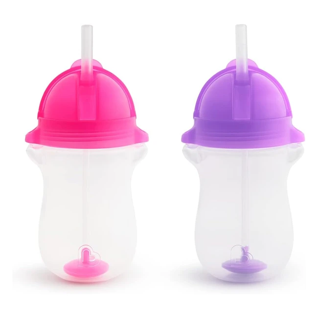 Munchkin Click Lock Tip & Sip Straw Cup Set - BPA Free, Non-Spill, Dishwasher Safe - 2 Pack (Pink/Purple)