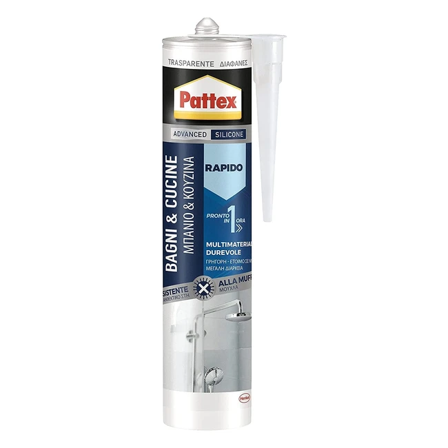 Pattex Bagnicucine Rapido Trasparente - Silicone Antimuffa 1x300ml