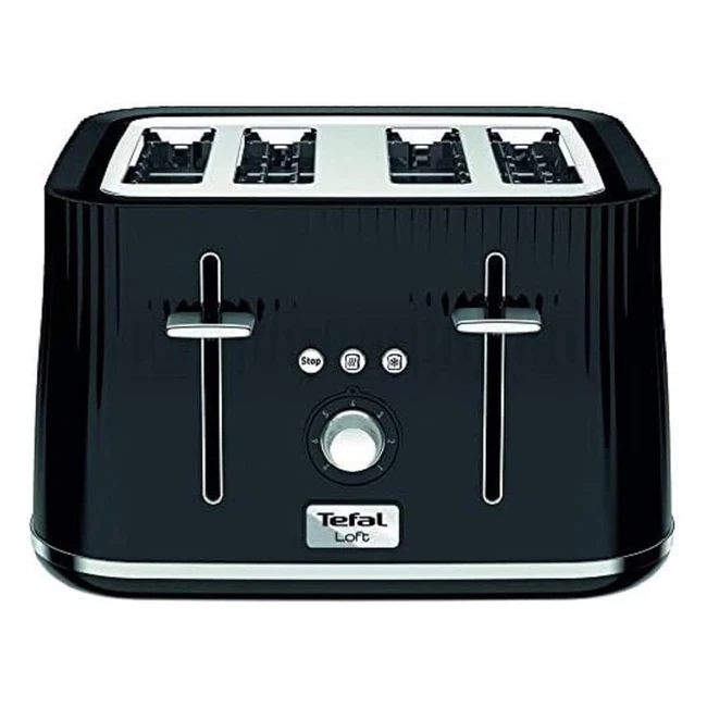 Tefal Loft TT760840 4-Slot Toaster - Black, 1700W - Extra-Wide Slots