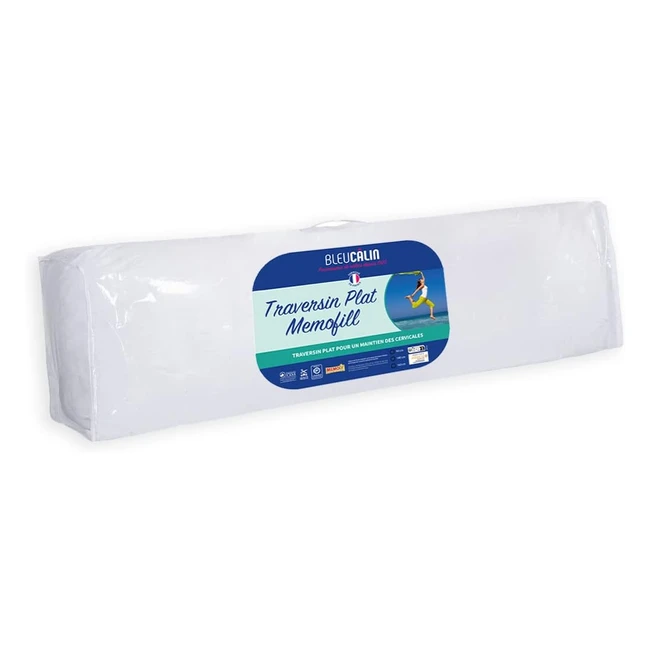 Traversin Plat Mmoire de Forme Bleu Calin TMFW - Blanc 140x40 cm