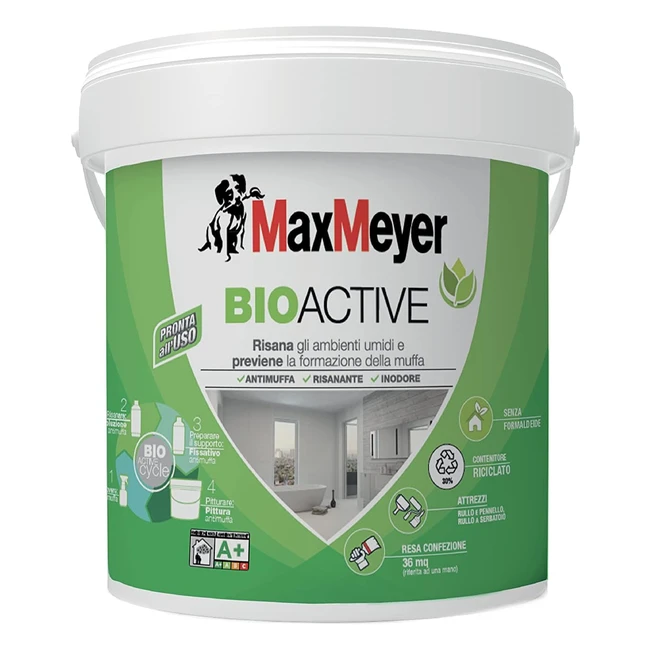 MaxMeyer Bioactive Pittura Antimuffa 4L - Previene e Protegge le Pareti Interne