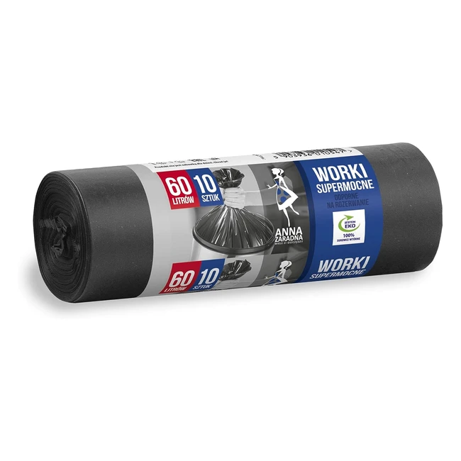 Bolsas de Basura Anna Zaradna STAZ010547 - Resistentes y Fuertes - 60L - 10 Unidades