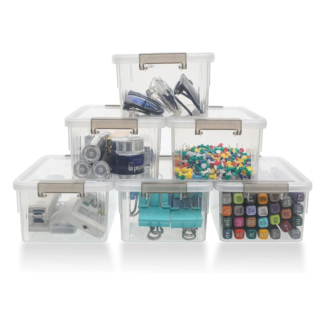 Citylife 6 Pack Caja de Almacenamiento Pequeñas con Tapa - Organizador de Papelería y Accesorios de Bricolaje