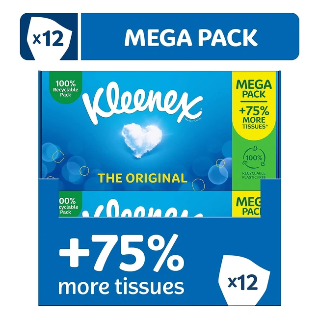 Kleenex Original Tissues Mega Pack - 1344 Sheets - Soft & Strong - 75% More Tissues