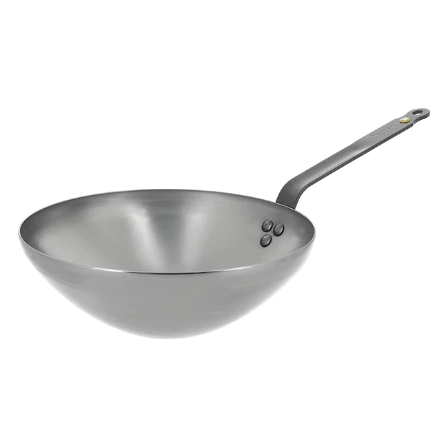 Wok De Buyer 561828 Mineral B 28cm - Ustensile de Cuisine en Tôle d'Acier Blanche