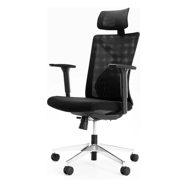 Novilla Bürostuhl ergonomischer Schreibtischstuhl mit verstellbarer Lordosenstütze 3D-Armlehnen abnehmbarem Kopfstütze Schaukelstuhl Premium Grau