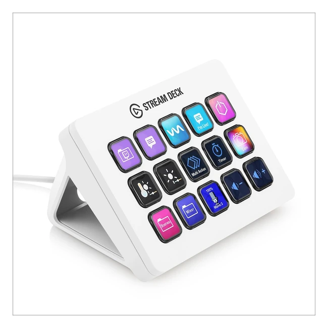 Elgato Stream Deck MK2 White Studio Controller 15 Macro Keys - Trigger Actions in Apps and Software like OBS, Twitch, YouTube and More - Works with Mac and PC