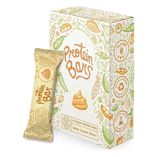 Barritas Proteína Vegana 15 x 55gr - Caramelo Salado - Alta en Proteínas Vegetales
