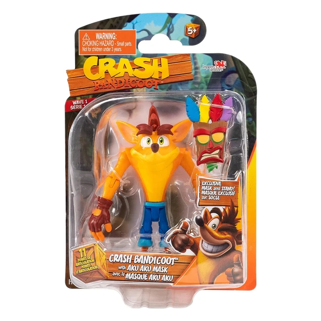Crash Bandicoot Bandai Action Figures - 11cm Toy with Mask and Stand - Collectable Figures and Video Game Gifts