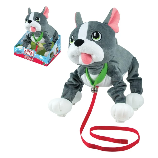 Peluche interactive chien marche et court - Sans piles - Bulldog français - Jouet pour enfants