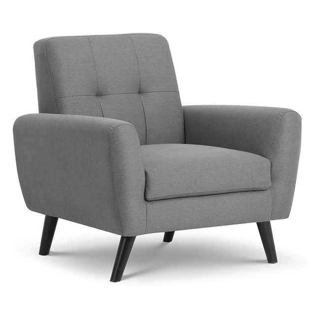 Julian Bowen Monza Arm Chair Grey - Retro Scandinavian Design - Deep Seat for Maximum Comfort