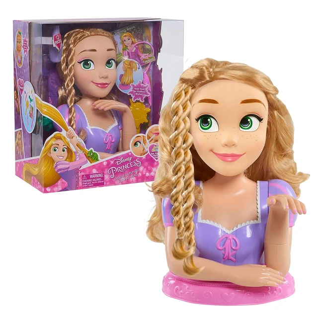 Disney Princesses Raiponce Tête à Coiffer et Maquiller Deluxe - Accessoires Cheveux Maquillage Yeux Lèvres Ongles - Jouet pour Enfants dès 3 ans