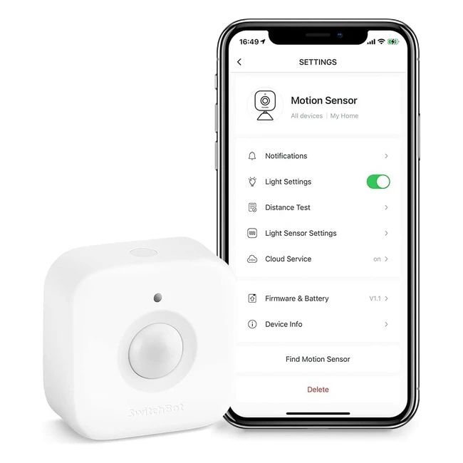 SwitchBot Sensor de Movimiento Inteligente - Sistema de Seguridad Inalámbrico para el Hogar - Detector de Movimiento con Sensor Infrarrojo - Compatible con Alexa
