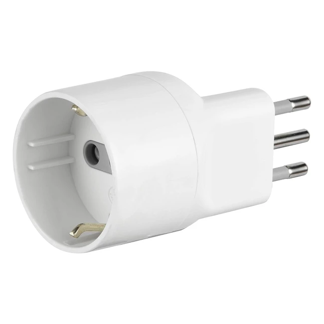 Adattatore Electraline 71020 Schuko a Spina Italiana 10A Bianco