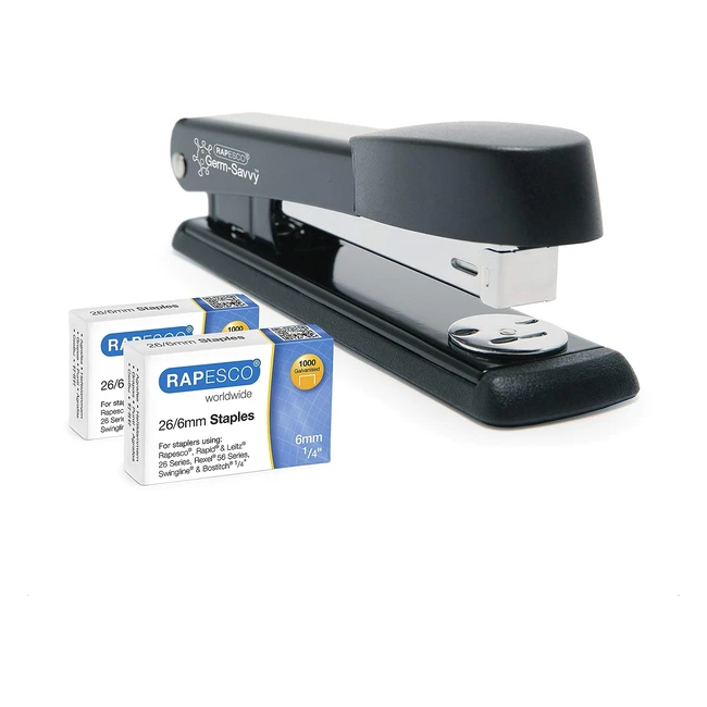Rapesco 1602 Büroklammer Set - Germsavvy, antibakterieller Marlin Büroklammer, 25 Blatt Kapazität, schwarz, 2000 x 266 mm Klammern