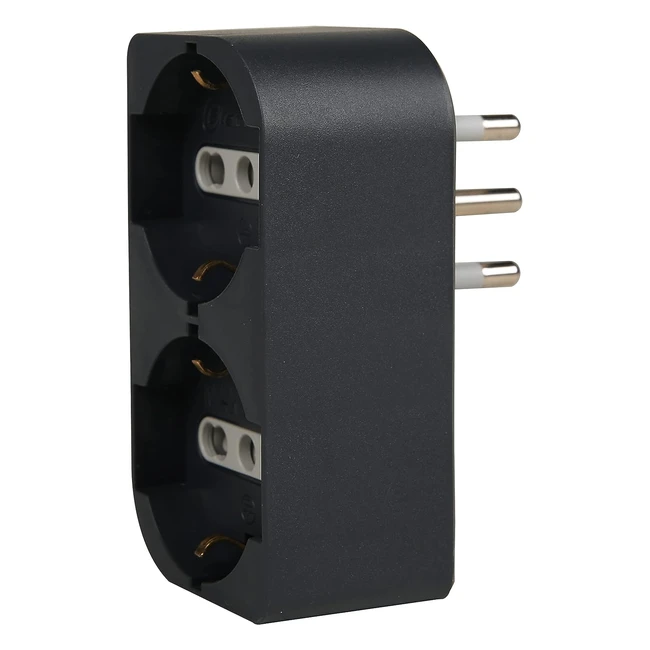 Adattatore doppio salvaspazio Electraline 71943 P40 polivalenti 1016A Schuko tedesca spina fuoriasse