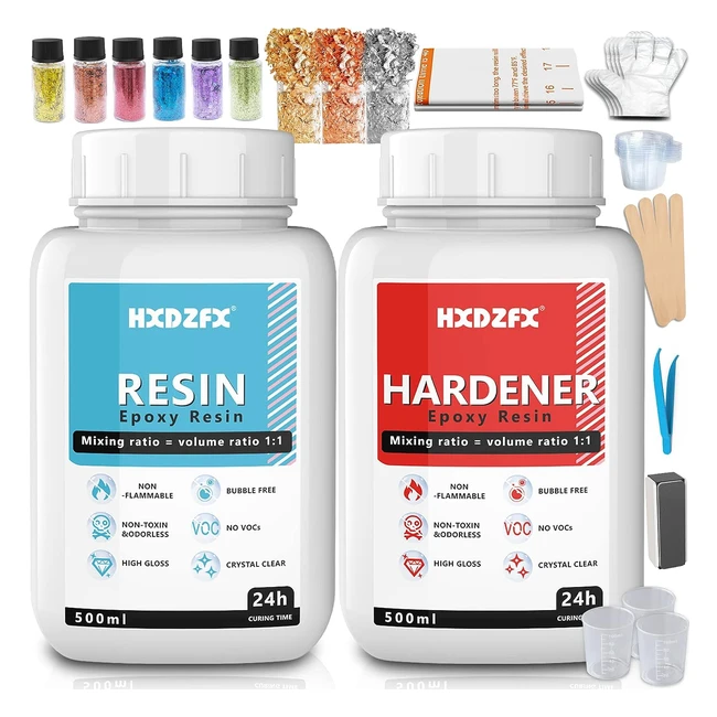 Resina Epoxi Transparente 1000ml - Kit Completo para Manualidades y Joyería
