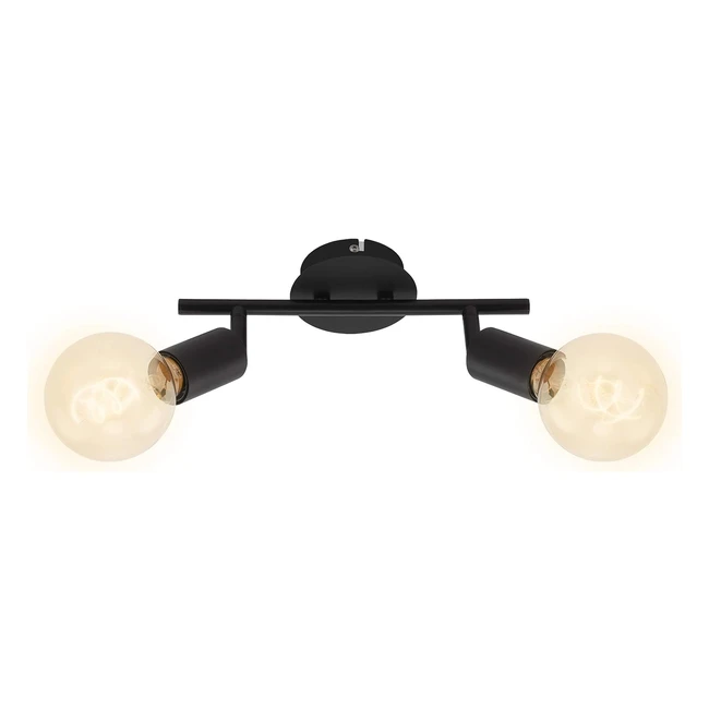 Spot Plafonnier Rétrovintage Briloner Leuchten 2868025 - 2 Lampes Tournantes et Pivotantes - Métal Noir