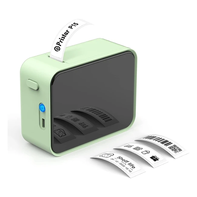 Pristar Tiqueteuse Bluetooth P15 Mini Imprimante Etiquette Autocollante App Connexion Compatible avec iOS et Android