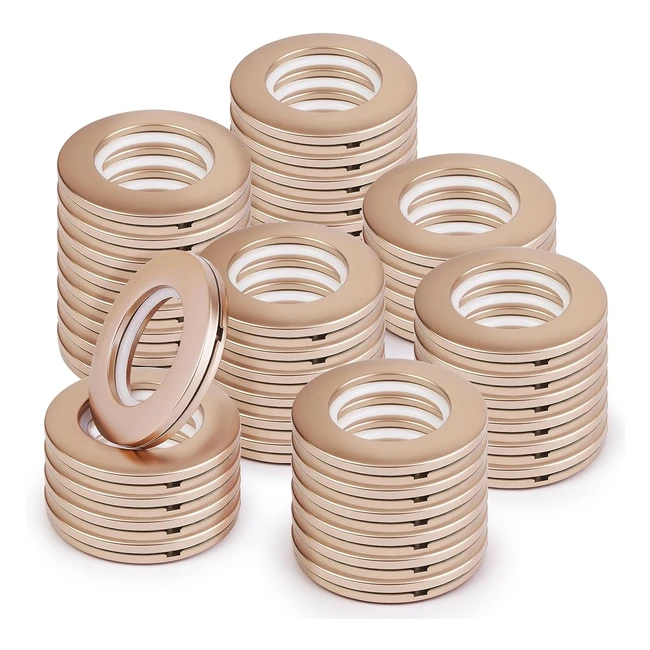 Anneaux de Rideaux en 40mm - Tringle Rideaux Rond - Illets en Plastique - Clips 48 Pièces - Café Mat - WCIC