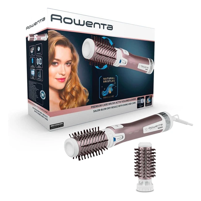 Rowenta Warmluftbürste CF9540 Brush Activ Premium Care - Naturborsten, Kaschmirkeratinbeschichtung, 2 Aufsätze