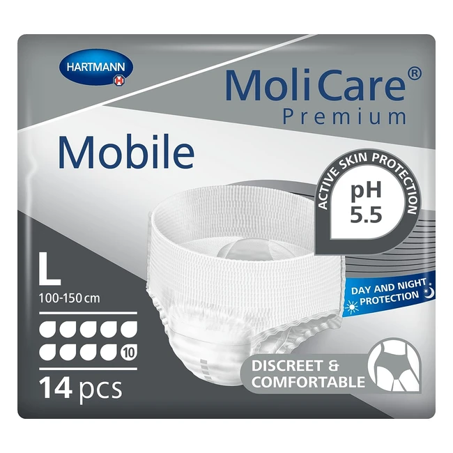 Molicare Premium Mobile Einweghosen diskrete Inkontinenz für Frauen und Männer 10 Tropfen L 100150cm Hüfte 14er Pack
