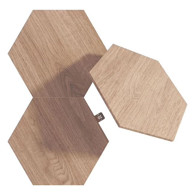 Nanoleaf Elements Hexagon Expansion Pack - Wood Look Lights - Dimmable - Works with Alexa, Google Assistant, Apple HomeKit