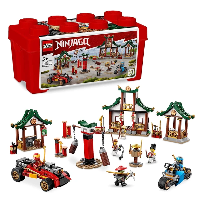 Lego 71787 Ninjago Kreative Ninja Steinkiste Spielzeug-Aufbewahrungsbox mit Ninja-Auto und Motorrad-Dojo und Mini-Figuren für Kinder ab 5 Jahren