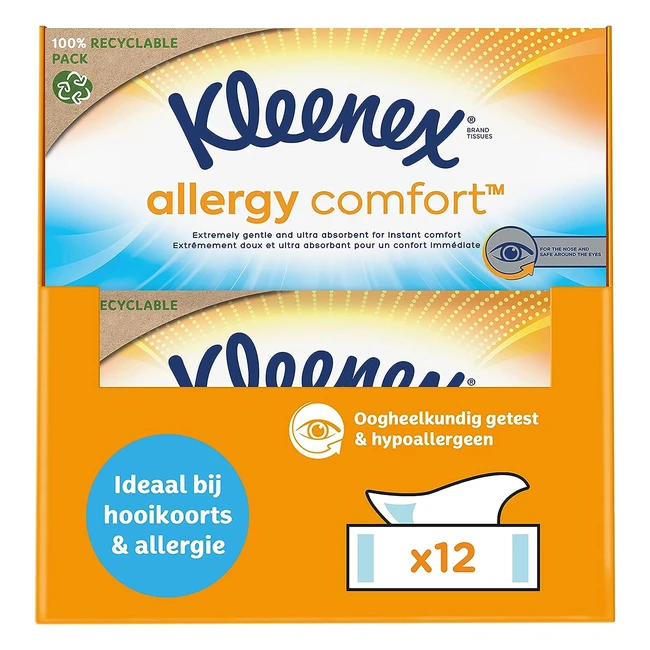 Kleenex Allergy Comfort - 12 botes de 56 mouchoirs - Ultra-absorbant et doux