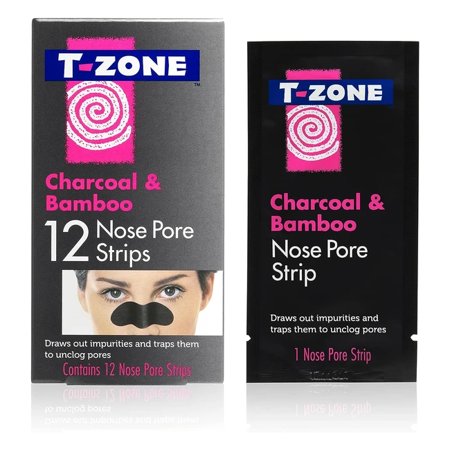 Tzone Charcoal Bamboo Nose Pore Strips 12 Pack - Unclog Pores, Remove Impurities