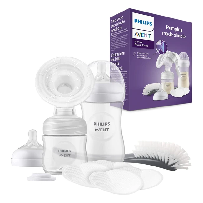 Kit allaitement Philips Avent avec tire-lait manuel - Coussin souple et adaptatif - Biberons de 260 ml et 125 ml - Sans BPA - Modèle SCD43060