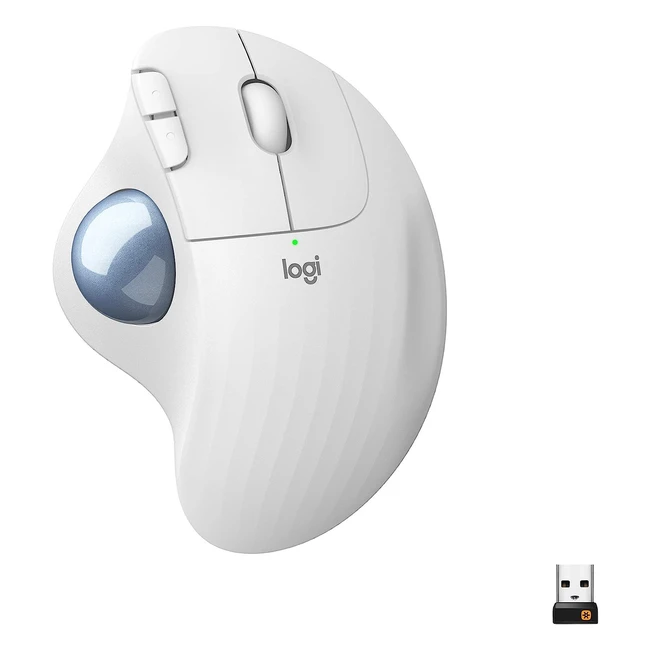 Logitech Ergo M575 Wireless Trackball Mouse - Easy Thumb Control, Precision Tracking - Ergonomic Comfort Design - Windows PC and Mac - Bluetooth and USB - White