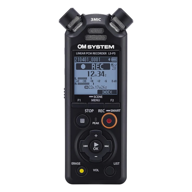 OM System LSP5 Hires Audiorekorder mit Tresmic II 3Mikrofonsystem Bluetooth und