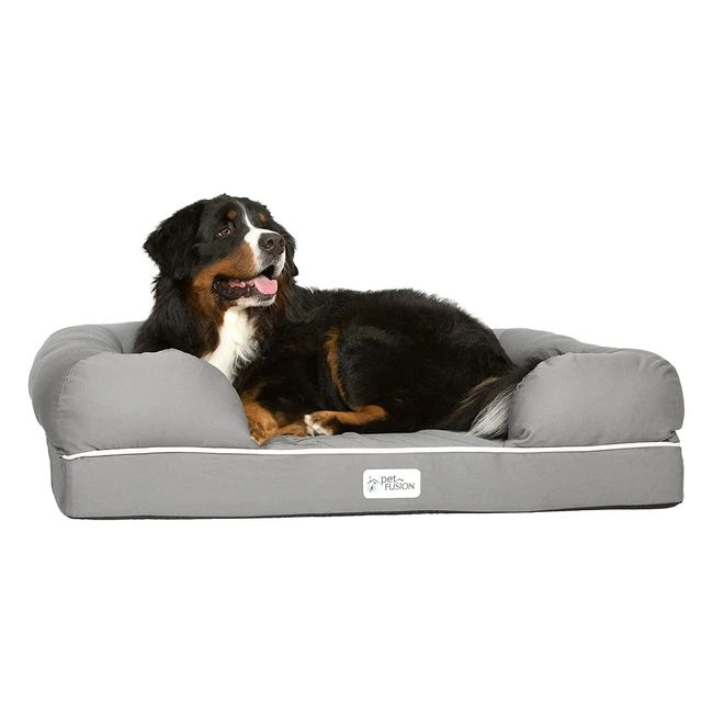 Petfusion Ultimate Memory Foam Dog Bed - Orthopaedic Comfortable Large Waterproof Bed for Big Dogs - Grey - XLarge