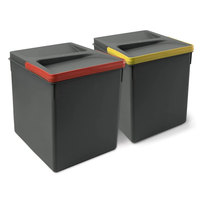 Emuca Poubelles Compartiments de Recyclage Kit de 2 Bacs 266mm Hauteur 15L