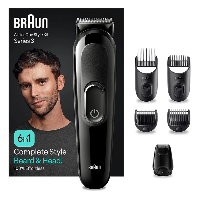 Braun All-in-One Bartpflege Bodygroomer Set 6-in-1 Bartschneider Haarschneider Männer Haartrimmer Kammaufsätze 50 Minuten kabellose Laufzeit Geschenk Mann MGK3420