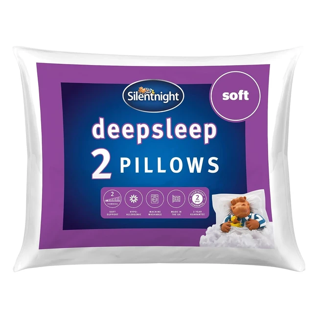 Silentnight Deep Sleep Pillows 2 Pack - Soft Support Pillows - Hypoallergenic - Machine Washable