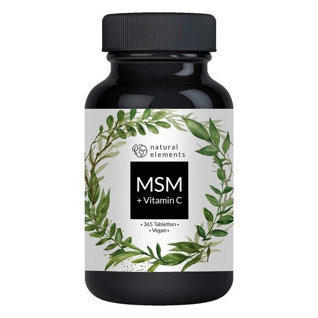 MSM mit natürlichem Vitamin C - 365 vegane Tabletten - 2000 mg MSM pro Tagesdosis - Hochdosiert - Made in Germany