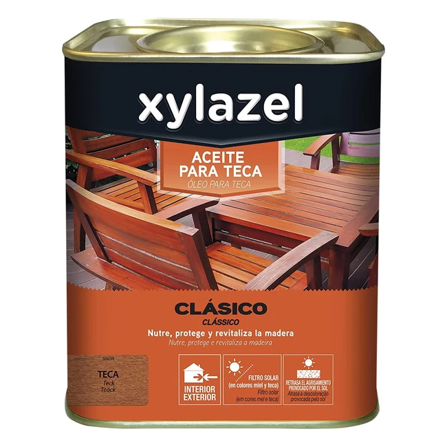 Xylazel Aceite para Teca Color Teca 750 ml - Proteccin y Nutricin para Mader