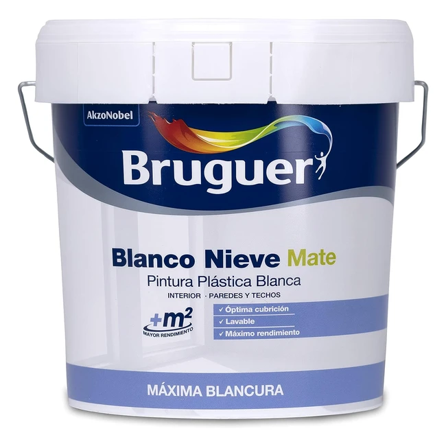 Pintura Blanca Bruguer Nieve 4L - Gran Cubrición y Secado Rápido