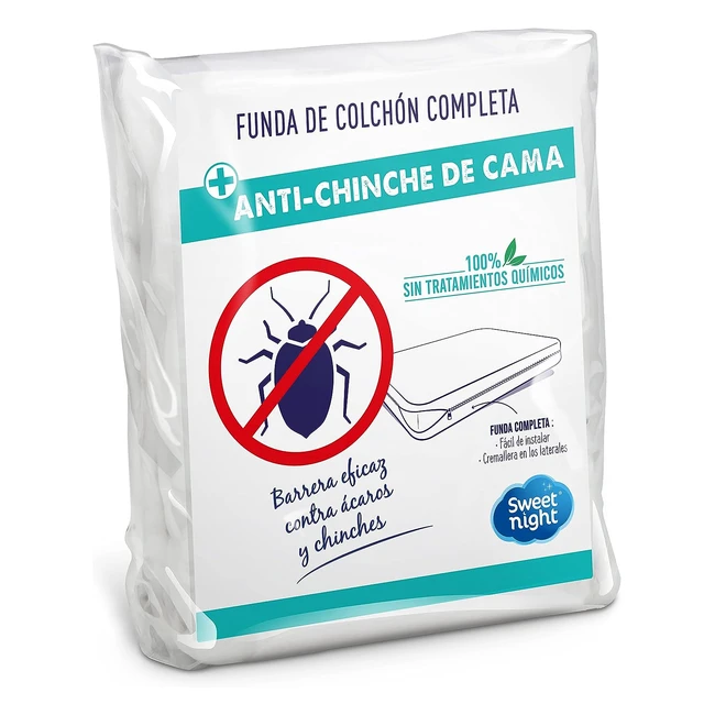Funda Sweetnight 160x200 cm - Protección Antichinches y Anticaros - Cremallera - Sin Tratamiento Químico