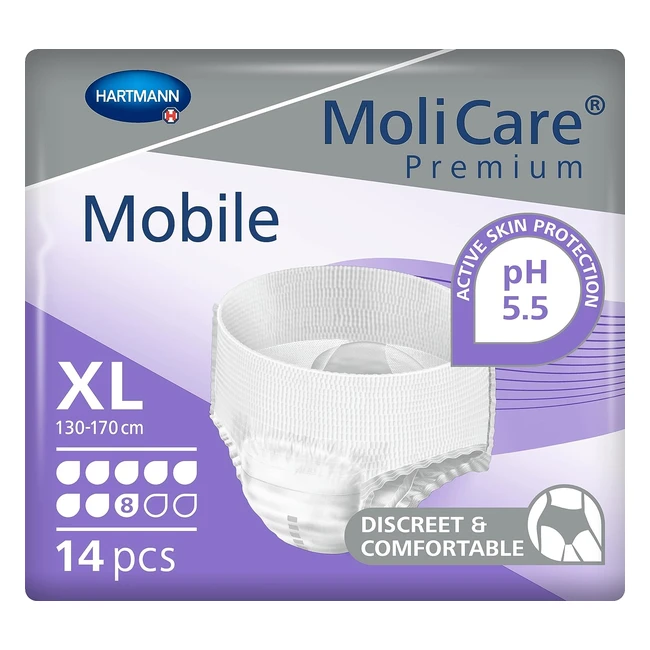 Molicare Premium Mobile Einweghosen - Diskrete Inkontinenzversorgung für Männer und Frauen - Größe XL 130-170 cm - 8 Tropfen