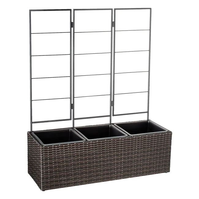 Maceta de Mimbre Redonda con Revestimiento de Plástico - 3 Cubos - 965 cm - Marrón