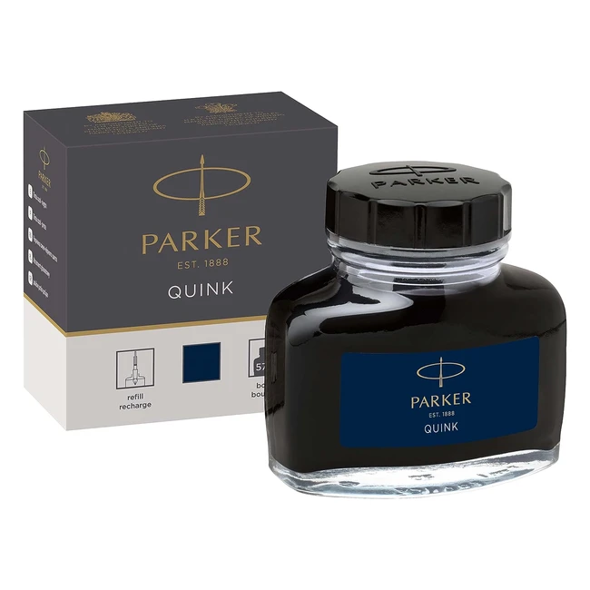 Parker Fountain Pen Ink Bottle - Blueblack Quink Ink - Refill 57ml - Smooth Flow & Vivid Impression