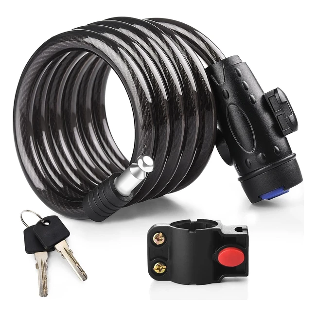 Candado de bicicleta largo 1.8m DIYife - Resistente al agua - Cable en espiral - Moto, scooter, bici