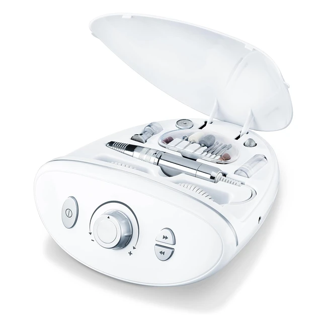 Beurer MP 100 Elektrisches Maniküre- und Pediküre-Set, Profiqualität, 10 Saphir- und Filzspitzen, Nagelstaubschutzkappe, 20000 U/min