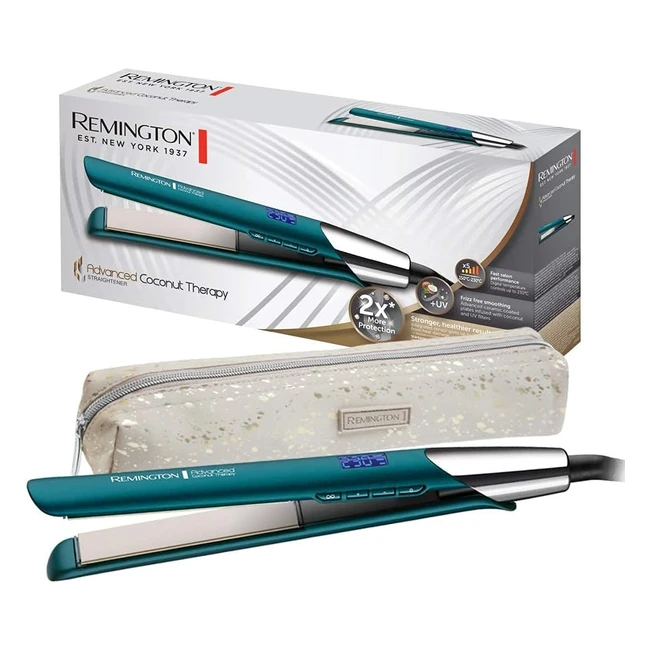 Remington Advanced Coconut Therapy Haarglätter, Keramikbeschichtung, UV-Filter, 2x Hitzeschutz, schmale Stylingplatten, gesundes Haar, digitale Anzeige, bis zu 230°C