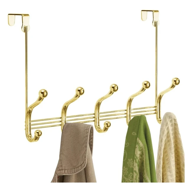 iDesign York Lyra Wardrobe Storage with 5 Double Hooks - Gold Brass - 127 x 378